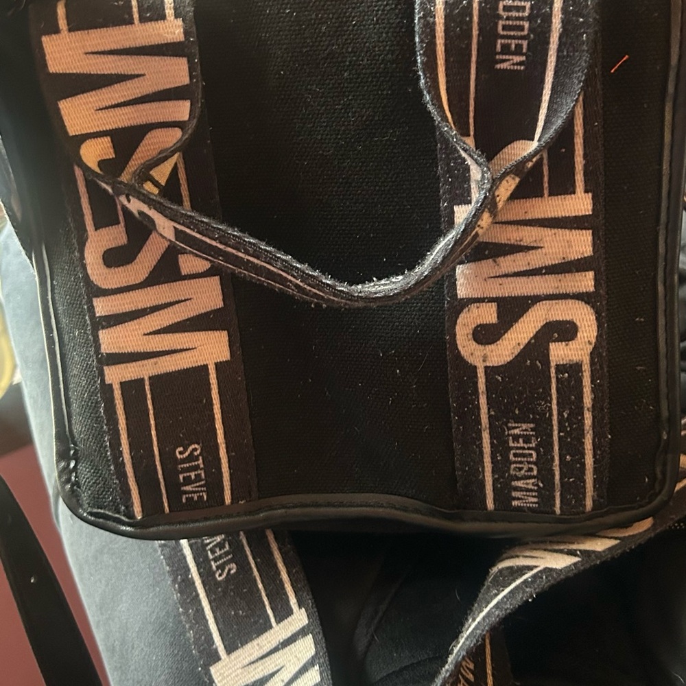 Steve Madden Black Canvas Tote Bag